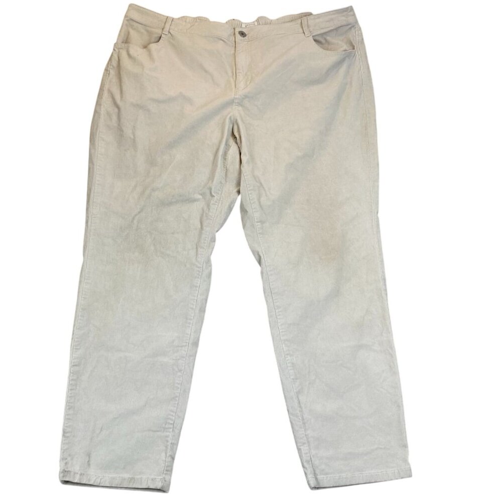 J.Jill Womens Corduroy Pants Size 24W Beige Elastic Waist Relaxed Fit